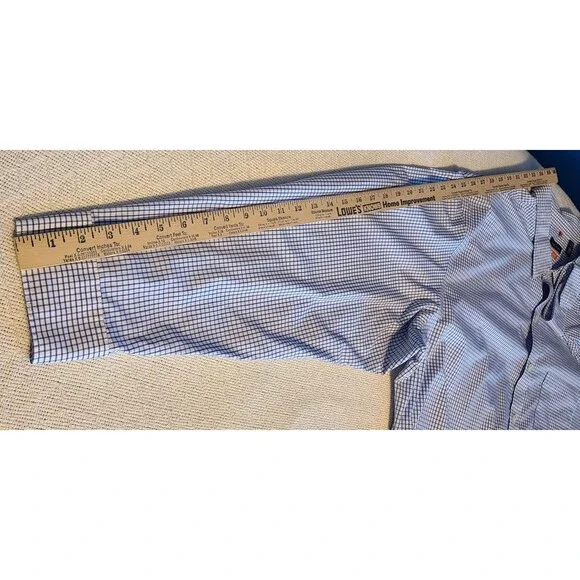 Van Heusen Mens 3XL 20-20 1/2 Traveler Button Up Shirt Blue Micro Gingham Check - Picture 10 of 11